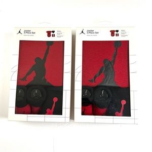 Lot 2 Air Jordan 3 Pc Set Bib Bodysuit Booties 0-6 Months Newborn Baby Jumpman
